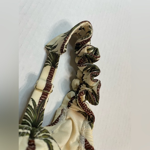 Womens Aguabendita Bikini Top Cream and Olive with Palm Trees - Picture 6 of 6